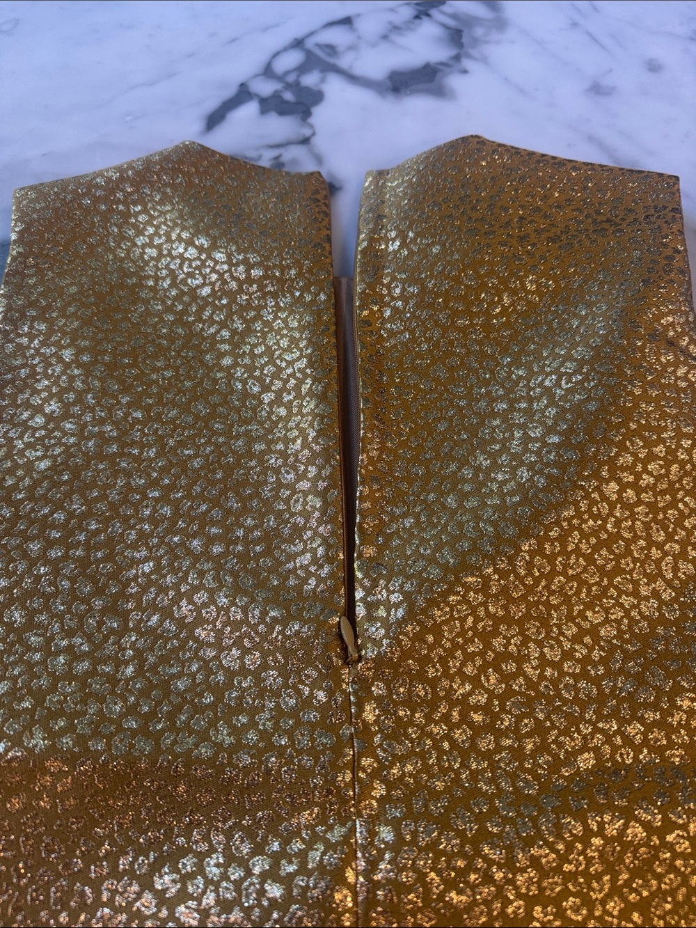 Eleanor Leftwich Gold Cheetah Embossed Top with Black Ostrich Hem - Picture 5 of 6